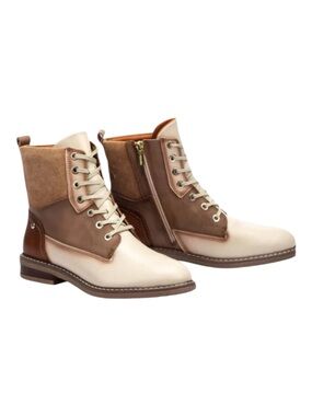 PIKOLINOS Aldaya W8J-8966C1 Two-Tone Leather Ankle Boots Lace-Up
